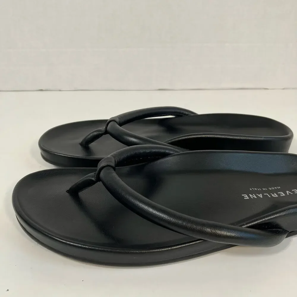 Everlane The Form Thong Sandals Black Italian Nappa Leather Womens Sz 6 NWOT - Picture 3 of 15